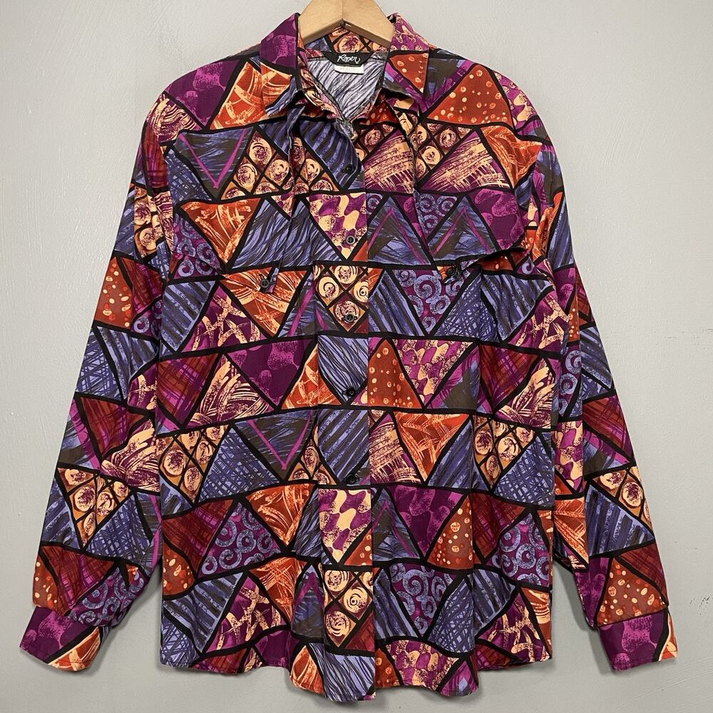 Vtg Roper Button Up Shirt Women Size XL Western Cowgirl Rodeo Artsy Southwest